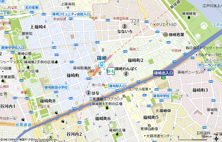 有）片山メガネ　篠崎店付近の地図